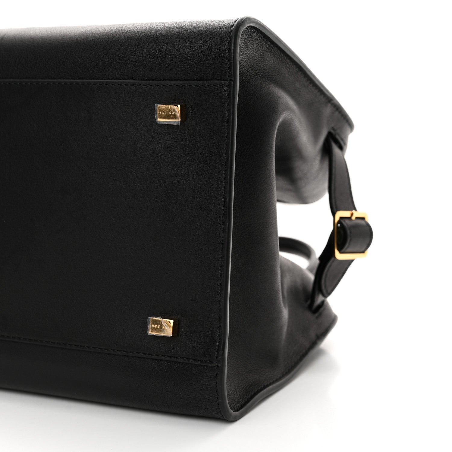 The Row Polished Saddle Calfskin Soft Margaux 10 Bag Black 9 of 10