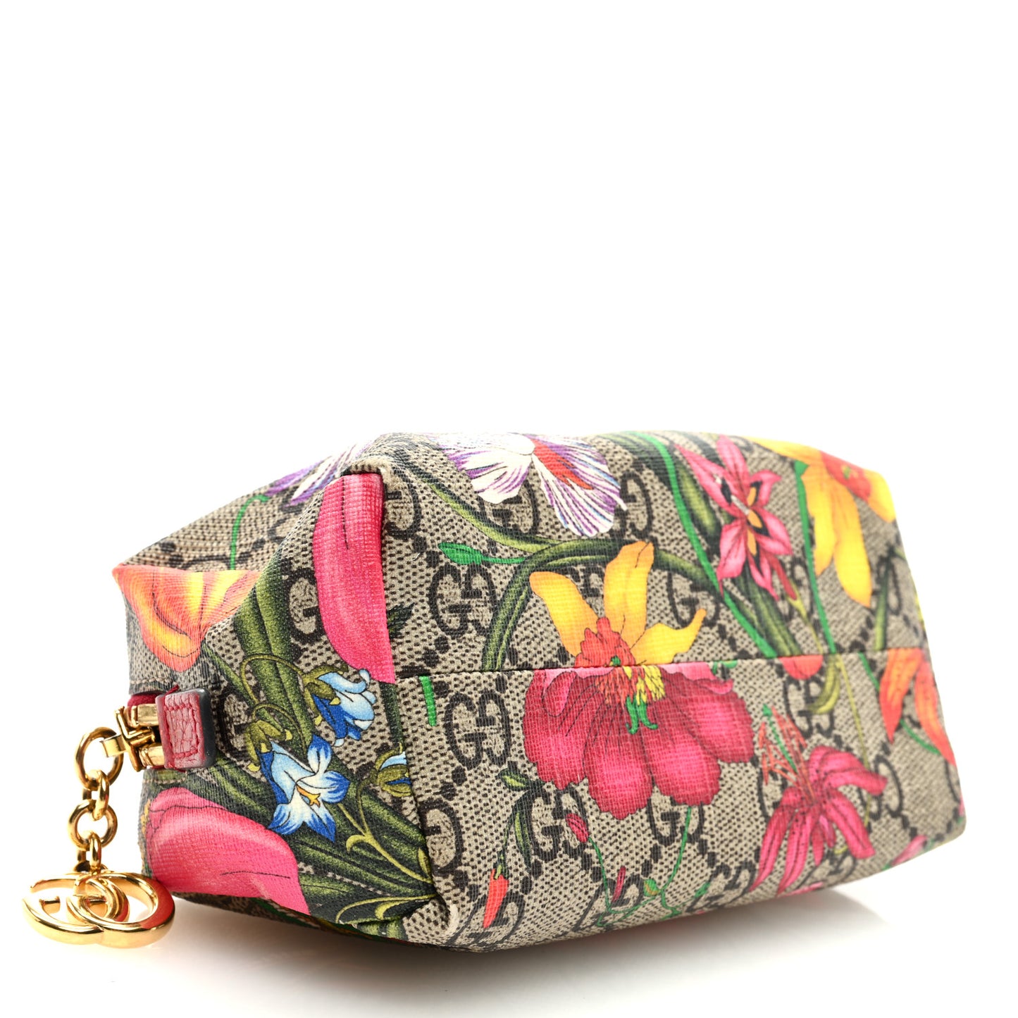 Soft GG Supreme Monogram Flora Calfskin Small Ophidia Cosmetic Case Beige Ebony Multicolor Rosso