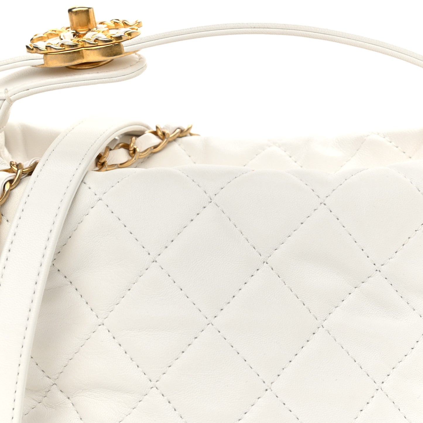 Lambskin Quilted Small Perfect Meeting Hobo White