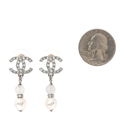 Chanel Crystal Pearl CC Drop Earrings Gold 2 of 5