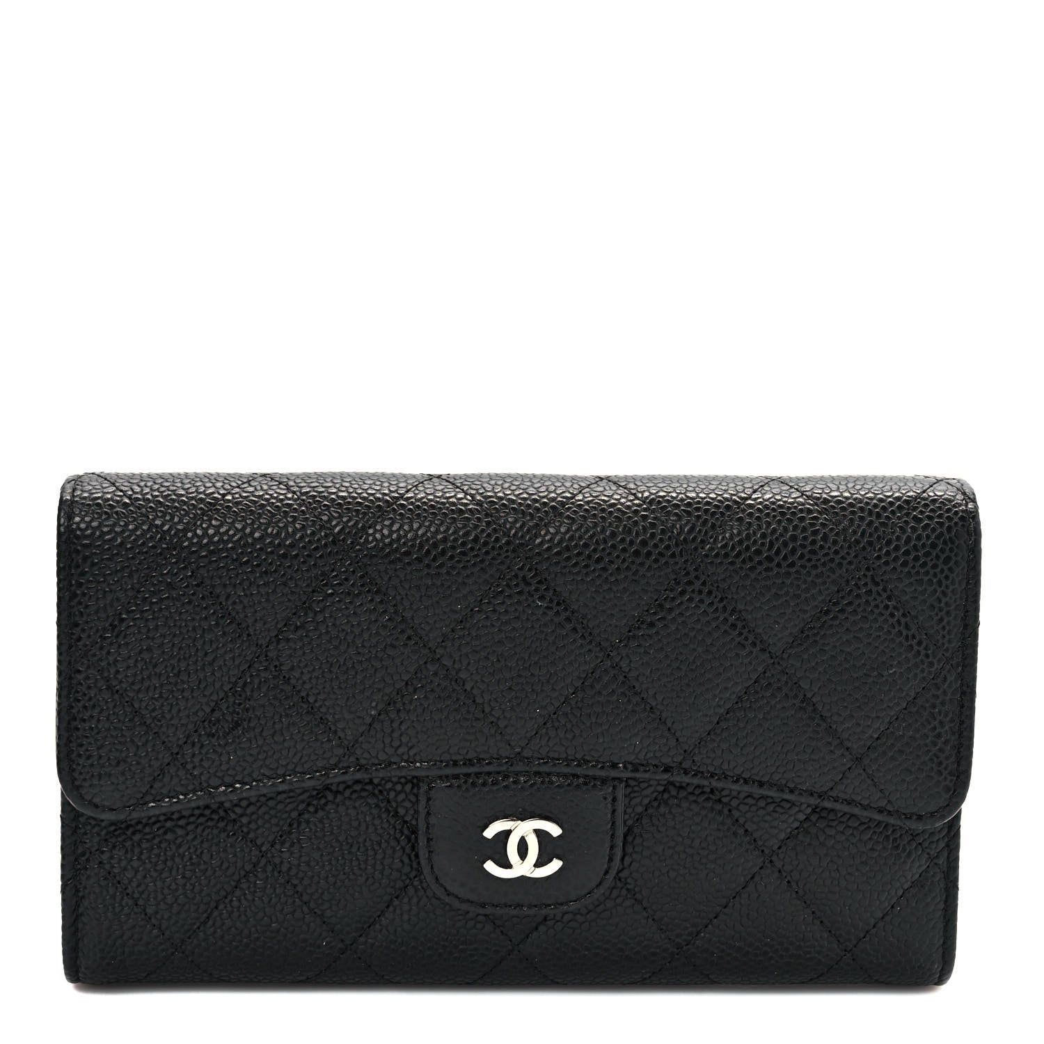 Chanel Caviar Quilted Large Gusset Flap Wallet Black 1 of 8