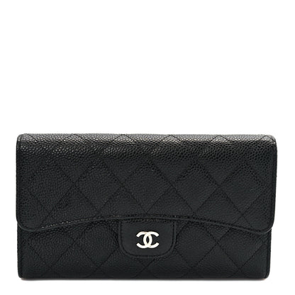 Chanel Caviar Quilted Large Gusset Flap Wallet Black 1 of 8