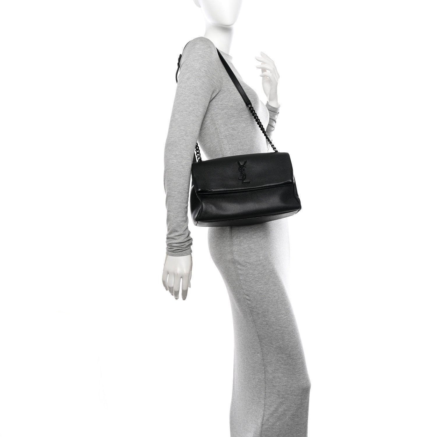 Saint Laurent Grain De Poudre Medium West Hollywood Monogram Fold-Over Black 2 of 10