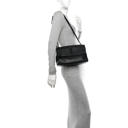 Saint Laurent Grain De Poudre Medium West Hollywood Monogram Fold-Over Black 2 of 10