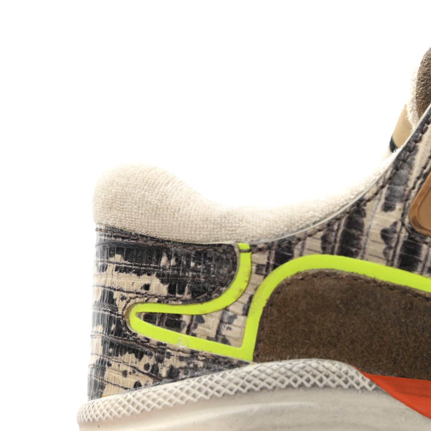 Gucci Suede Calfskin Tejus Printed Womens Ultrapace Sneakers 38 Natural Ardesia Neon Yellow 9 of 14