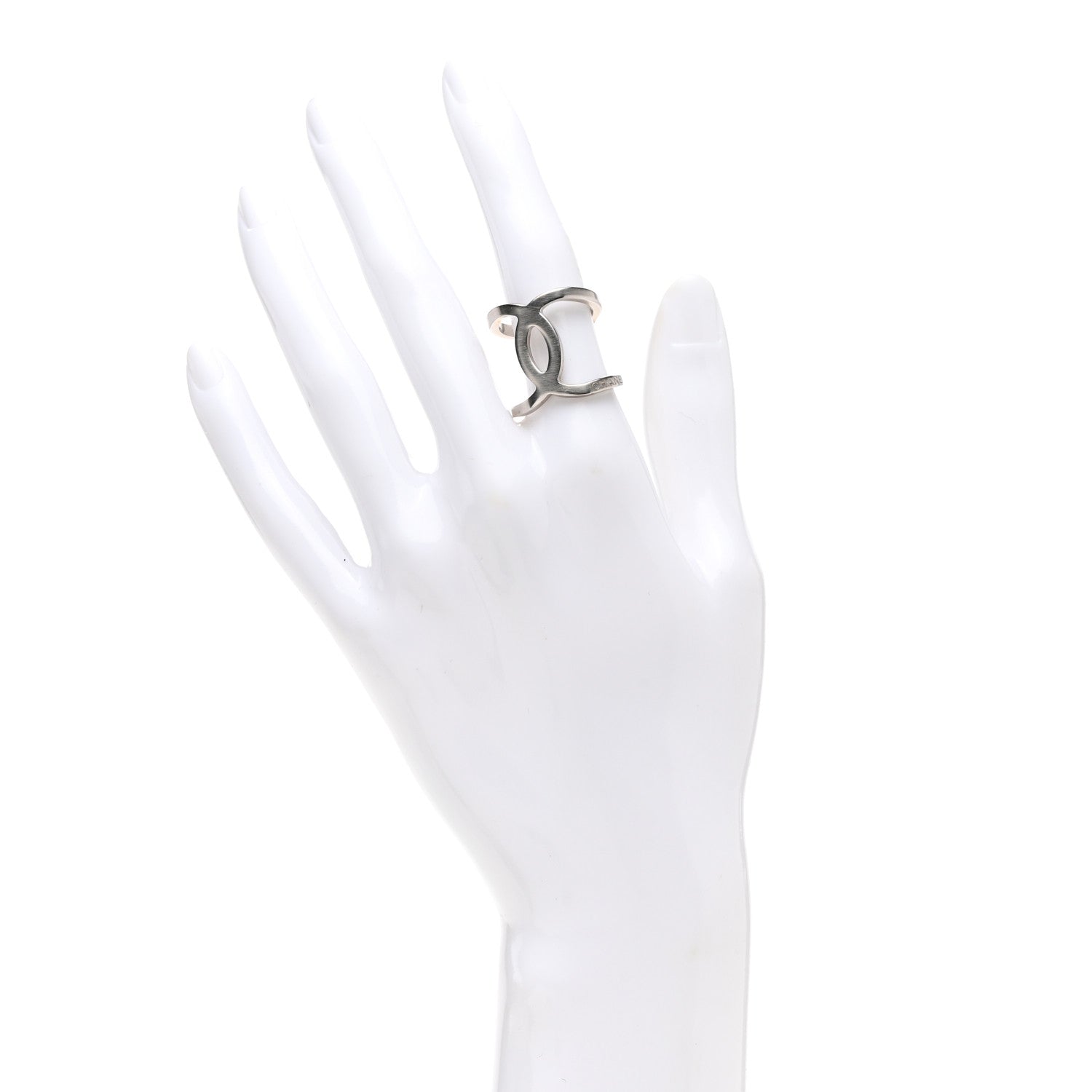 Chanel Metal CC Ring 53 6.5 Silver 2 of 5