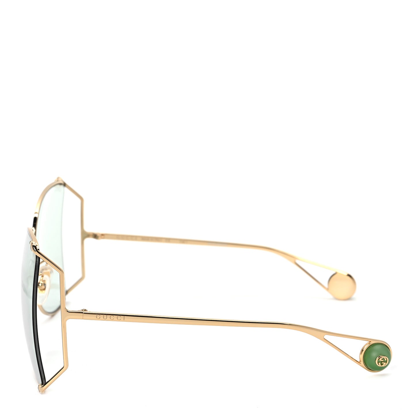 Metal Oversized Round Sunglasses GG0252S Gold Green