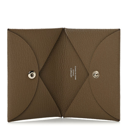 Hermes Chevre Mysore Calvi Card Case Etoupe 5 of 7