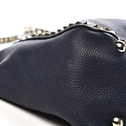 Valentino Garavani Pebbled Calfskin Medium Rockstud Tote Marine 10 of 12