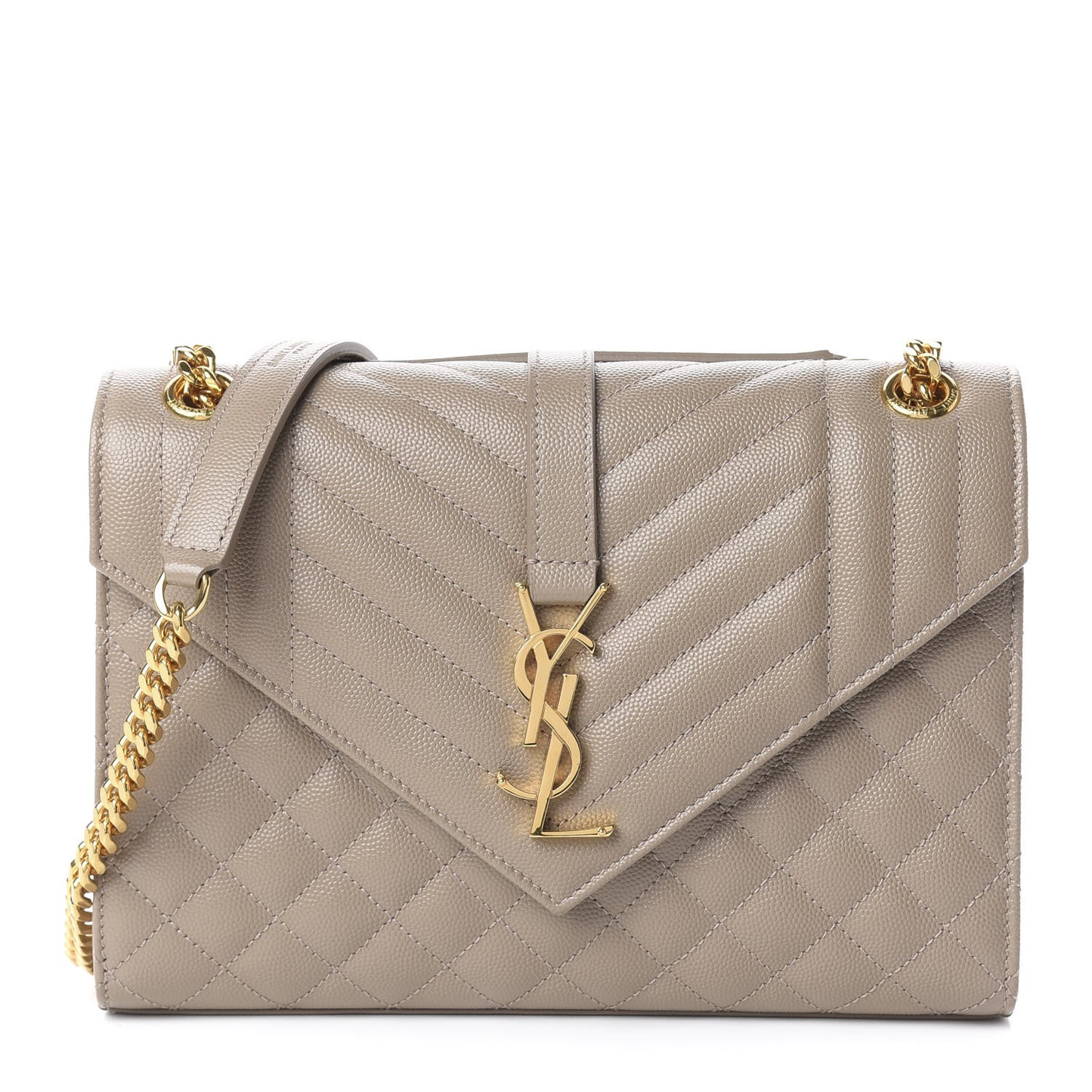 Grain De Poudre Textured Mixed Matelasse Medium Triquilt Monogram Satchel Taupe