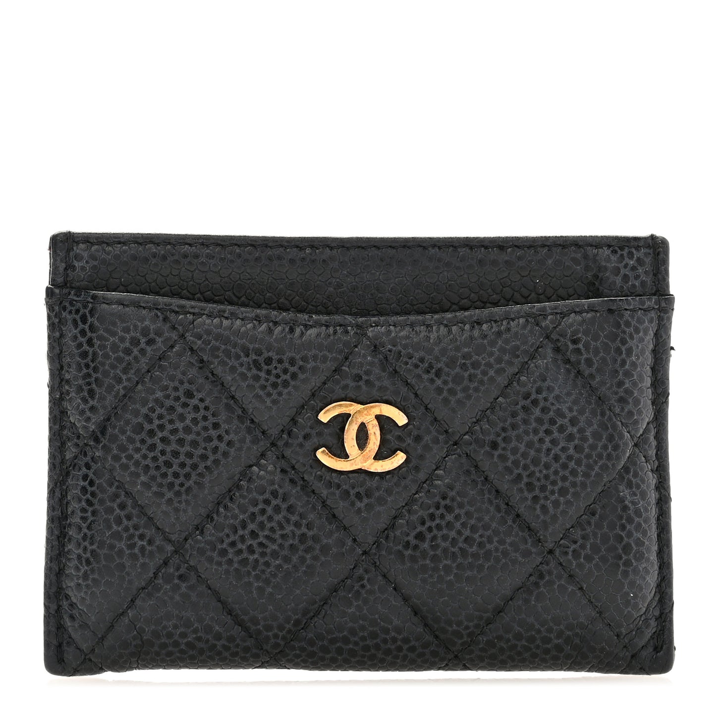 Caviar Quilted Card Holder Black