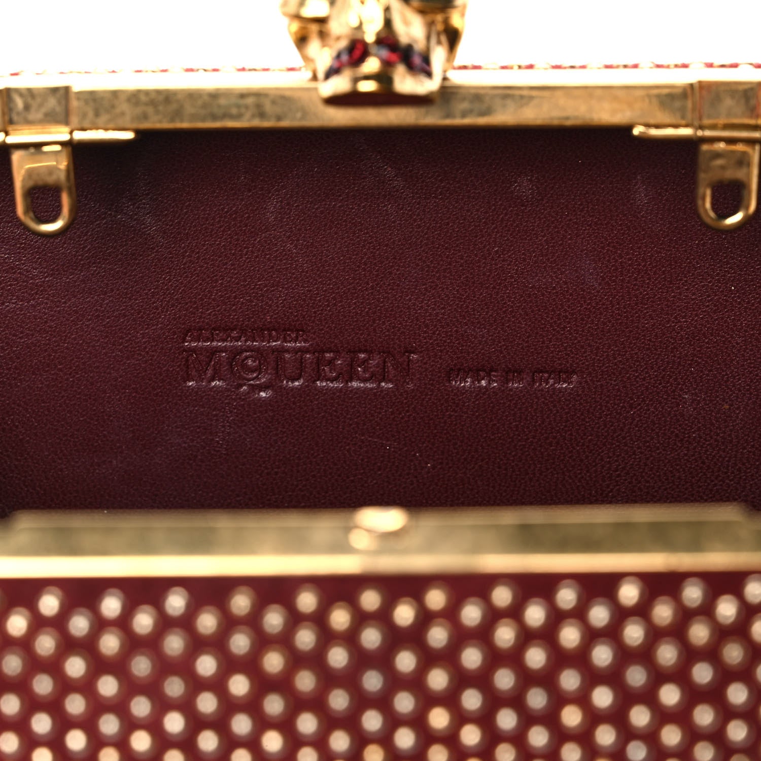 Alexander McQueen Suede Studded Skull Box Clutch Red 6 of 14