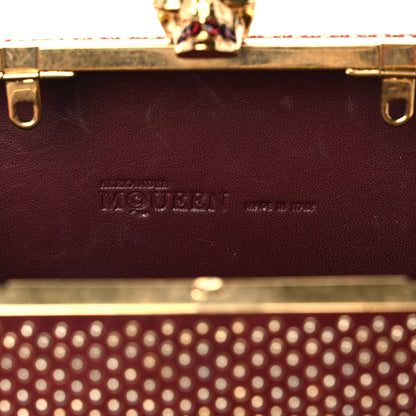 Alexander McQueen Suede Studded Skull Box Clutch Red 6 of 14