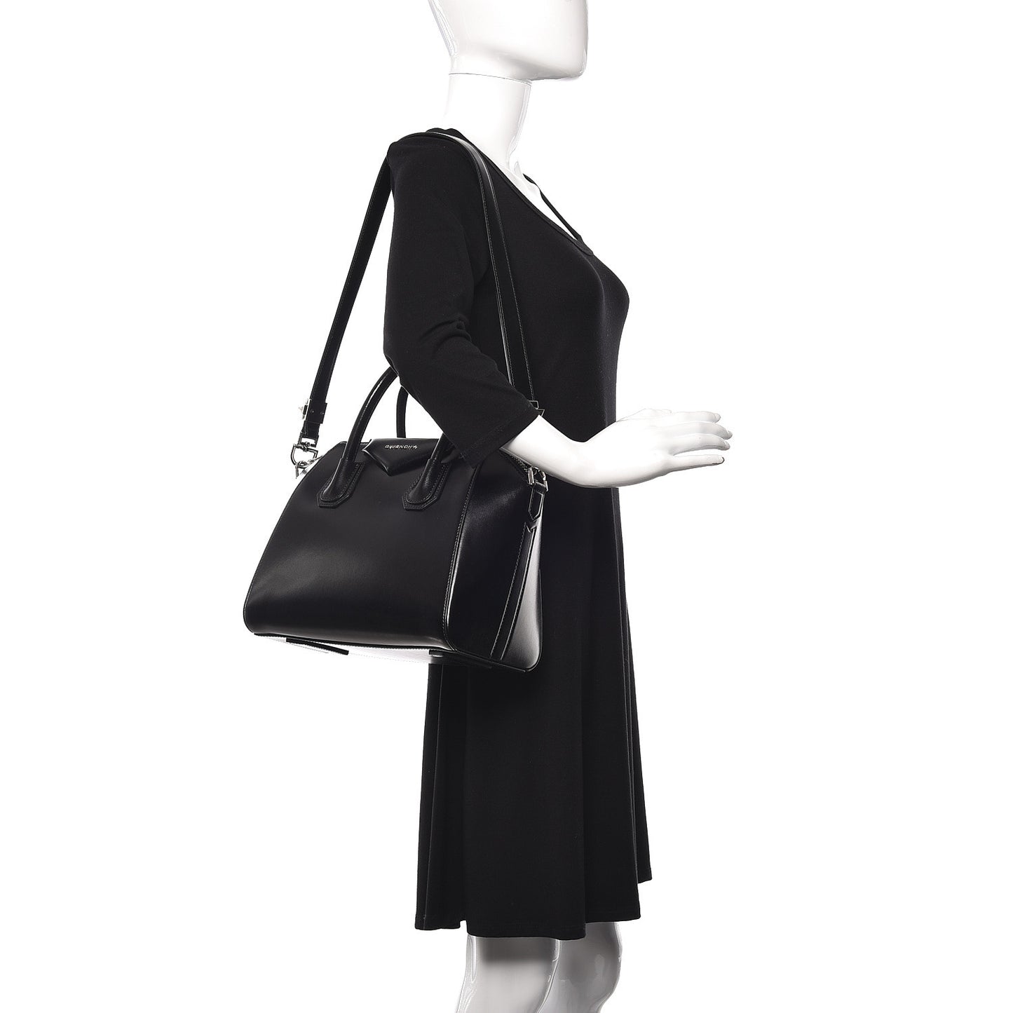 Shiny Lord Calfskin Small Antigona Black