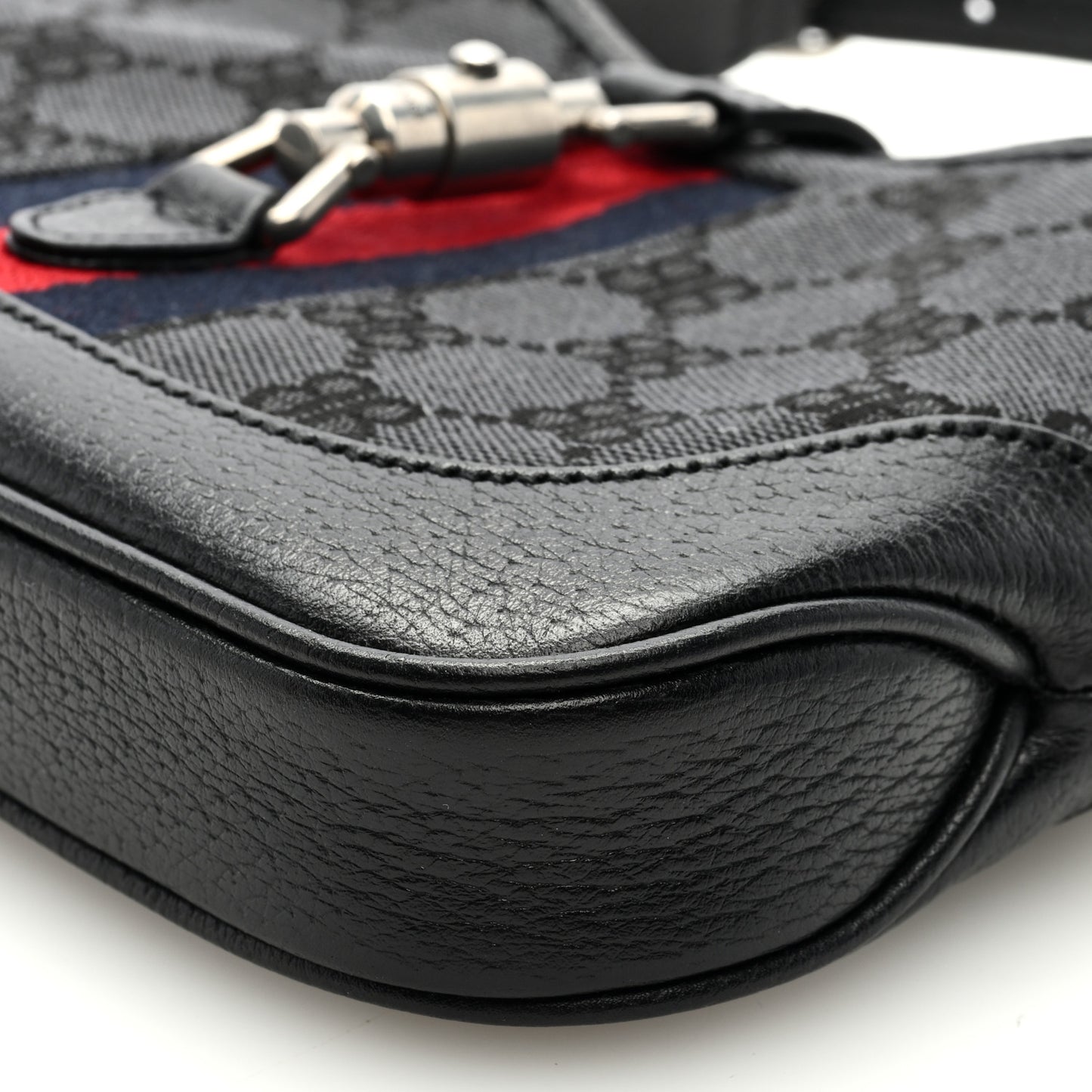 X BALENCIAGA BB Monogram Calfskin Web Mini Jackie 1961 Hobo Black