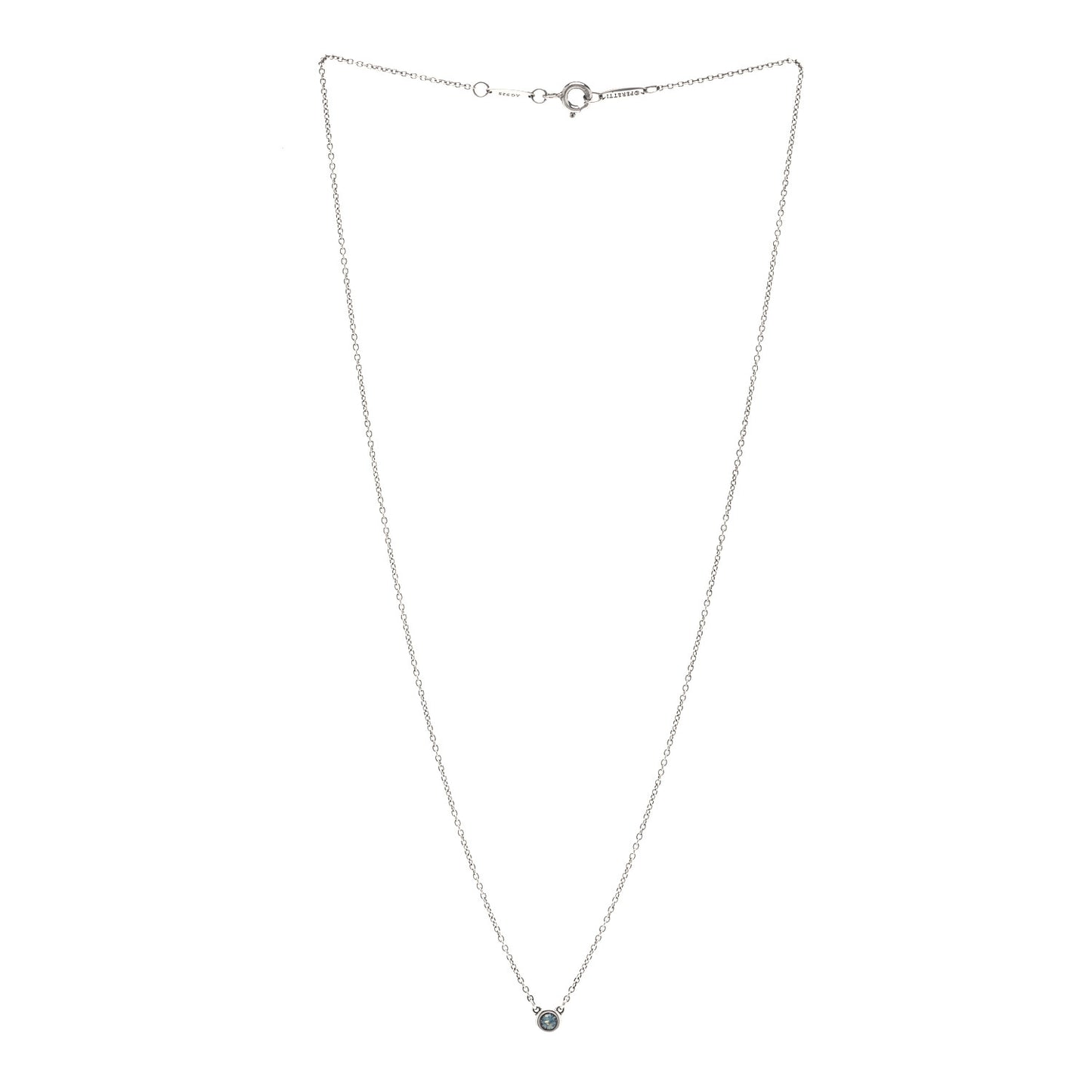 Sterling Silver Aquamarine .06ct Elsa Peretti Color by the Yard Pendant Necklace
