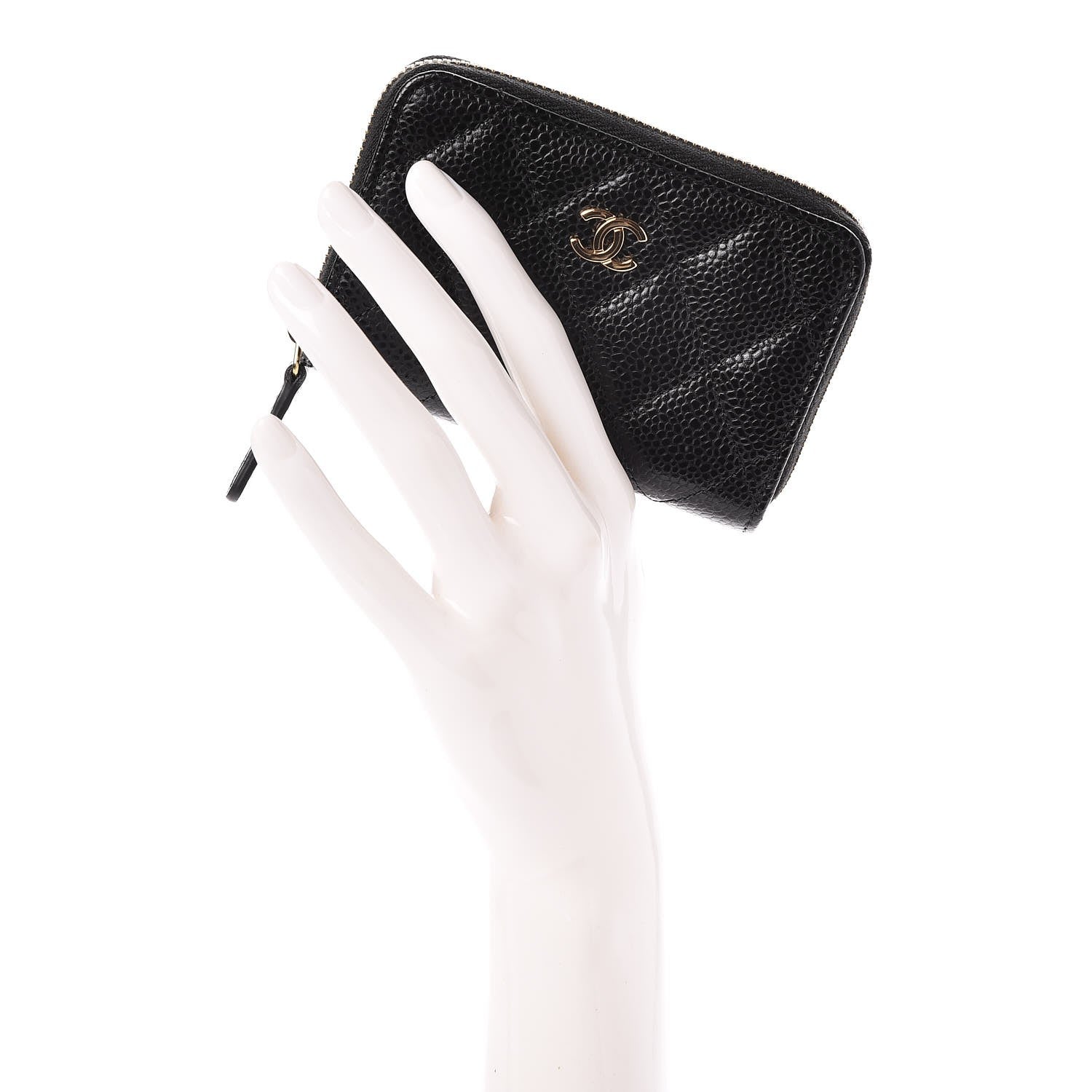 Chanel Caviar Quilted Zip Coin Purse Black 2 of 8