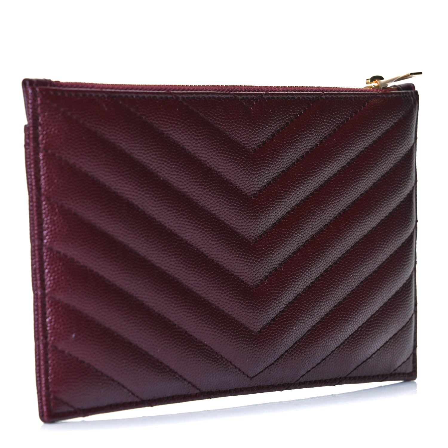 Saint Laurent Grain De Poudre Matelasse Chevron Monogram Bill Pouch Rouge Legion 3 of 8