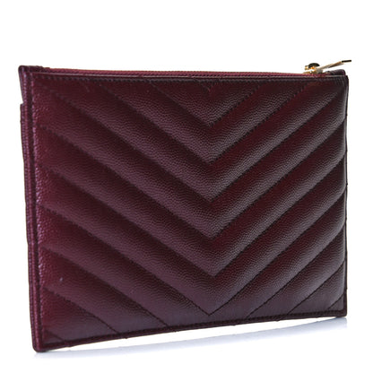 Saint Laurent Grain De Poudre Matelasse Chevron Monogram Bill Pouch Rouge Legion 3 of 8