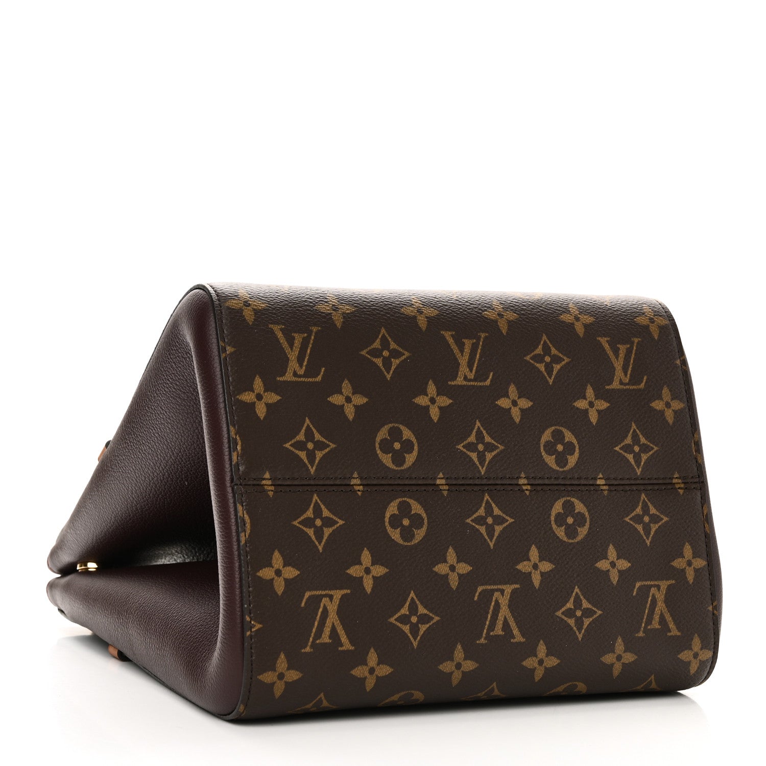 Louis Vuitton Calfskin Monogram Fold Tote MM Black Wine Cream 4 of 9