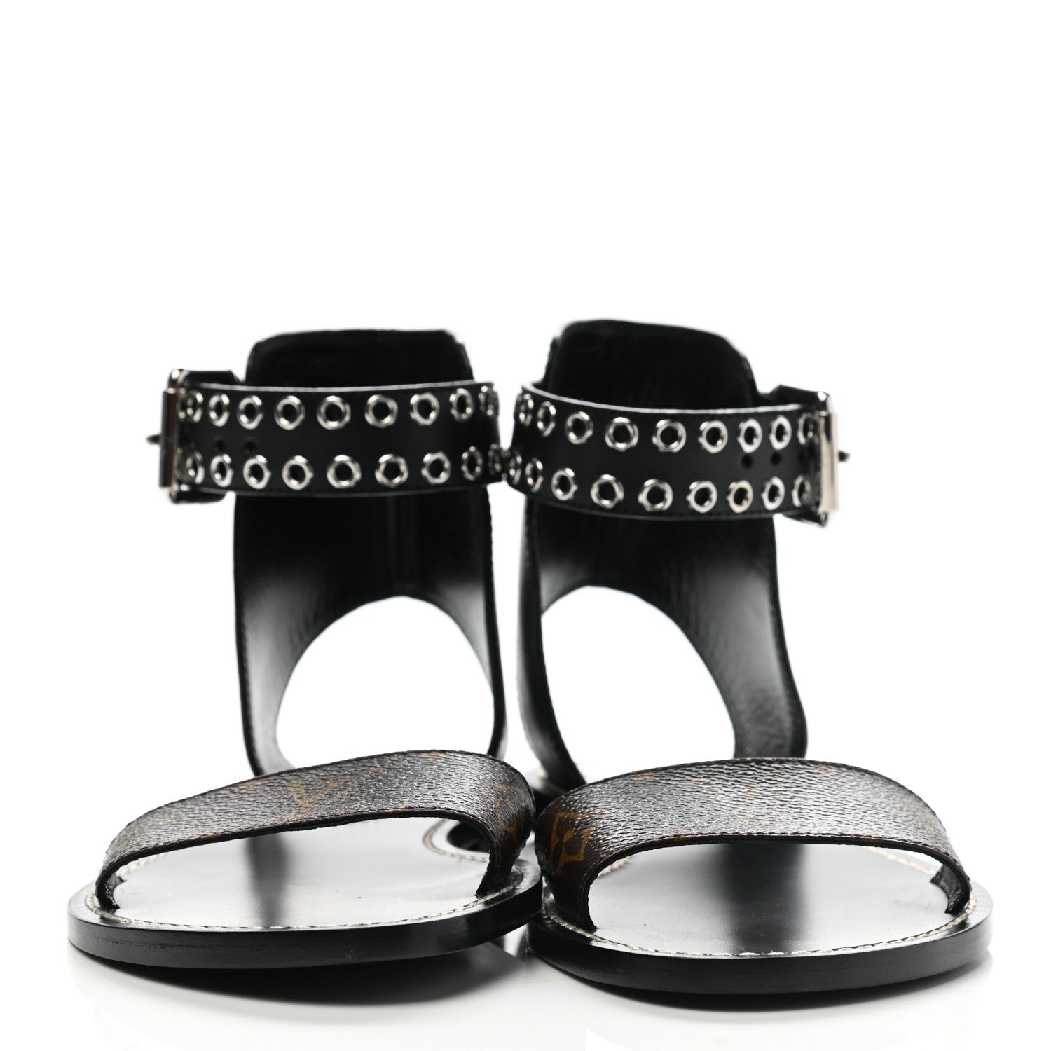 Louis Vuitton Calfskin Monogram Passenger Flat Sandals 36.5 Black 2 of 8