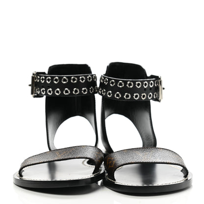 Louis Vuitton Calfskin Monogram Passenger Flat Sandals 36.5 Black 2 of 8