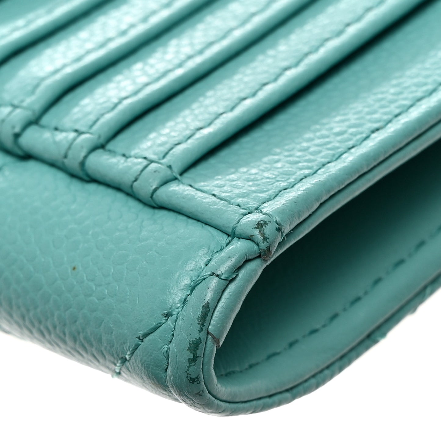Caviar Quilted CC Zip Around Card Holder Blue