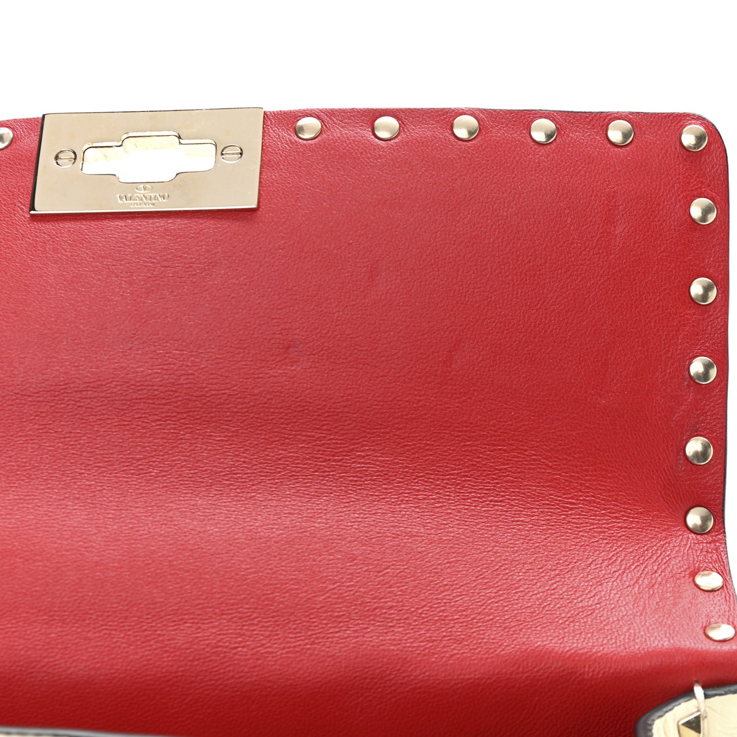 Grained Calfskin Medium Rockstud Spike Shoulder Bag Light Ivory
