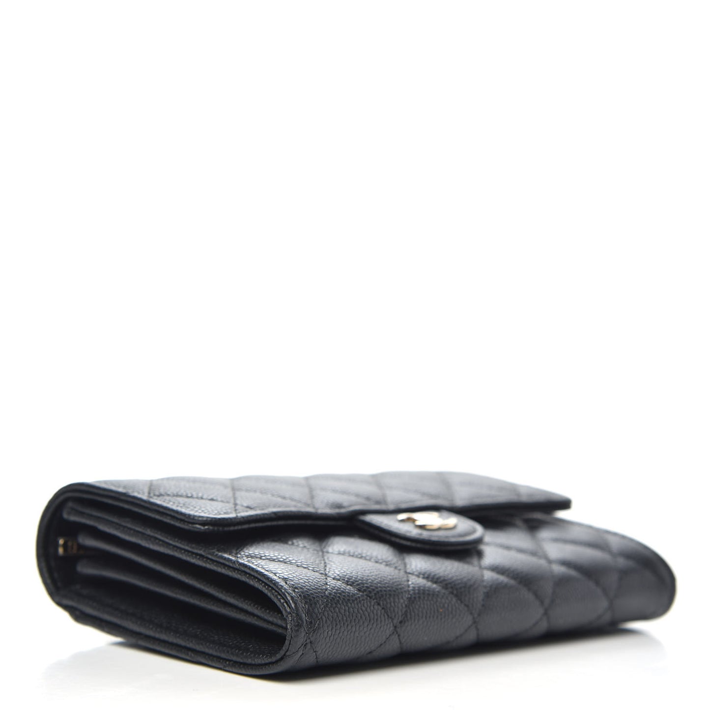 Caviar Quilted Medium Flap Wallet Black