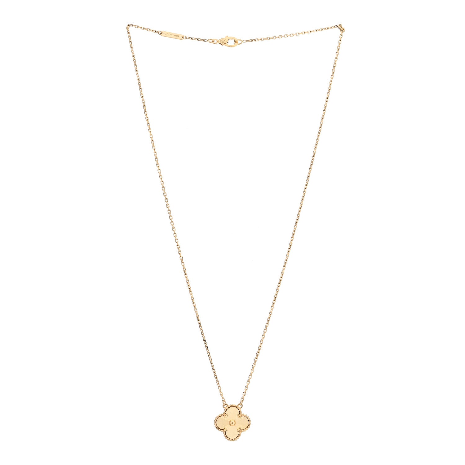 Van Cleef & Arpels 18K Yellow Gold Guilloche Vintage Alhambra Pendant Necklace 5 of 8