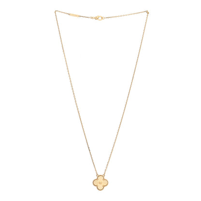 Van Cleef & Arpels 18K Yellow Gold Guilloche Vintage Alhambra Pendant Necklace 5 of 8