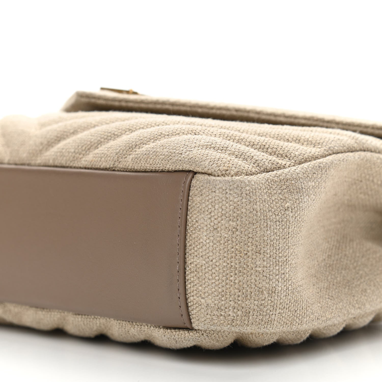 Saint Laurent Linen Quilted College Medium Chain Bag Taupe 12 of 12