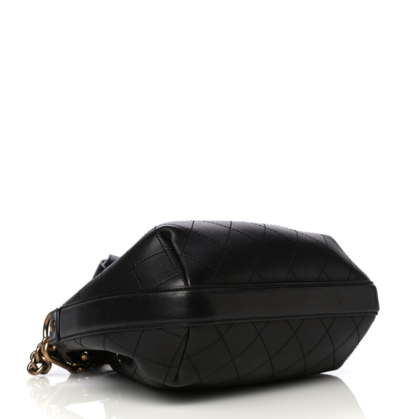 Calfskin Stitched Small Paris Rome Drawstring CC Bag Black