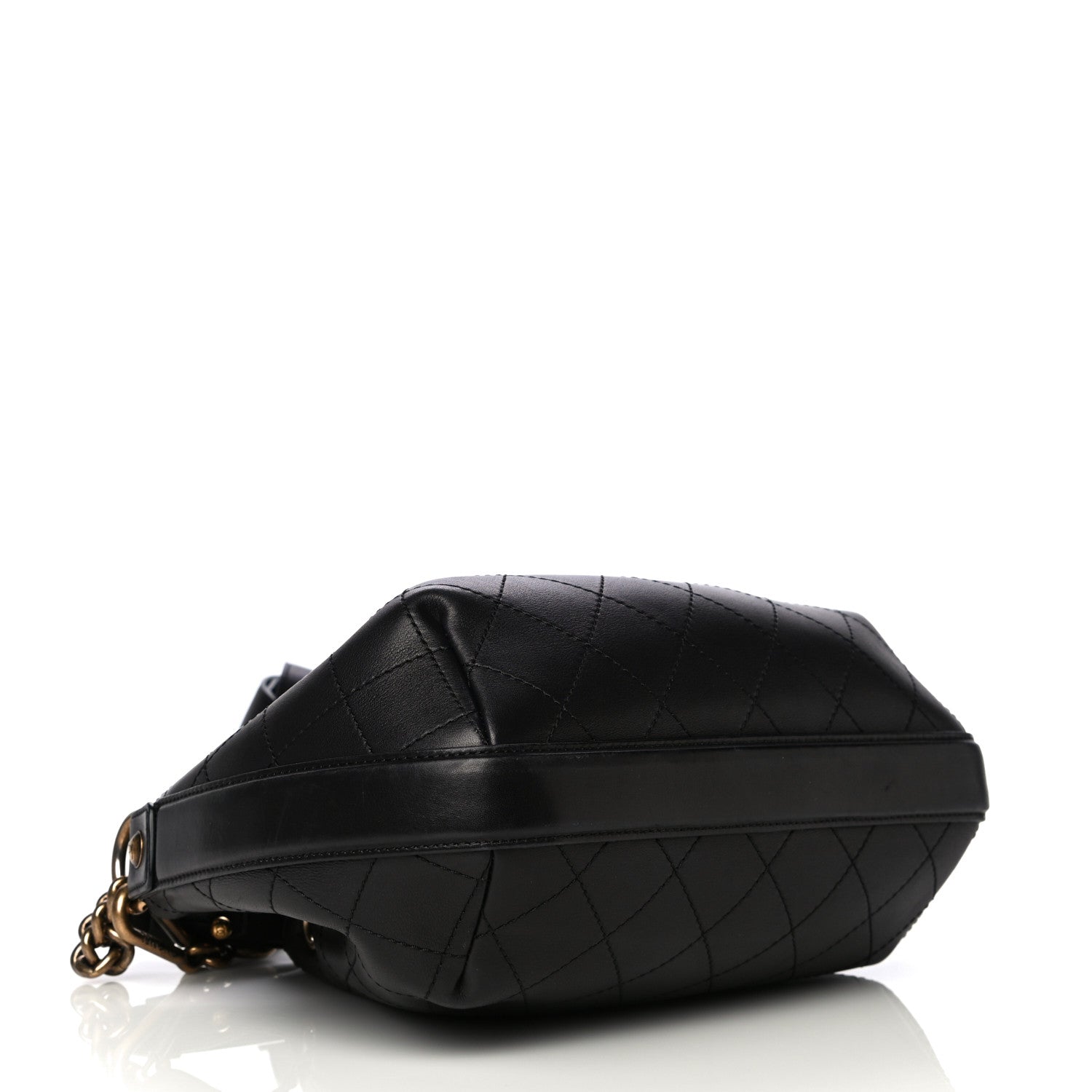 Chanel Calfskin Stitched Small Paris Rome Drawstring CC Bag Black 4 of 17