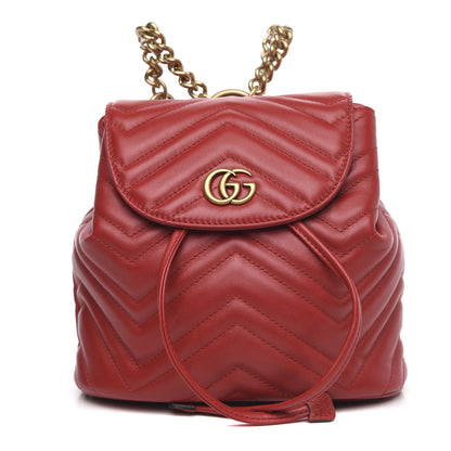 Gucci Calfskin Matelasse GG Marmont Flap Backpack Hibiscus Red 1 of 9