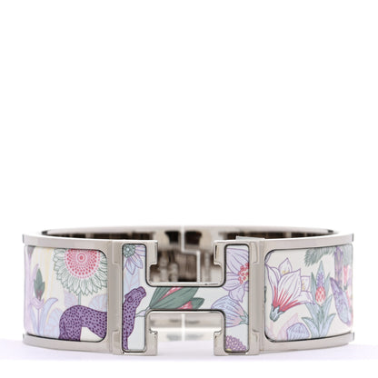 Hermes Enamel Printed Wide Precious Paradise Clic Clac H Bracelet PM Jasmin 1 of 5