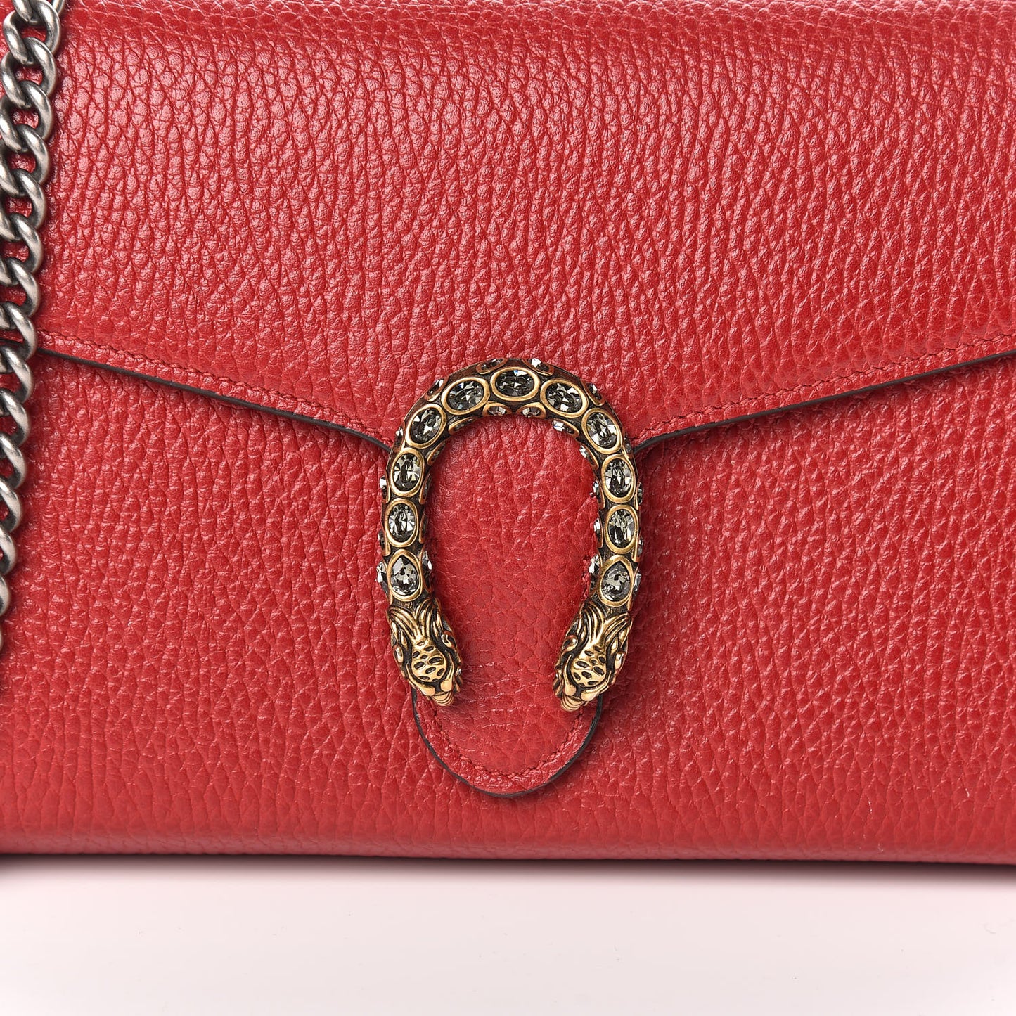 Calfskin Mini Dionysus Chain Wallet Hibiscus Red