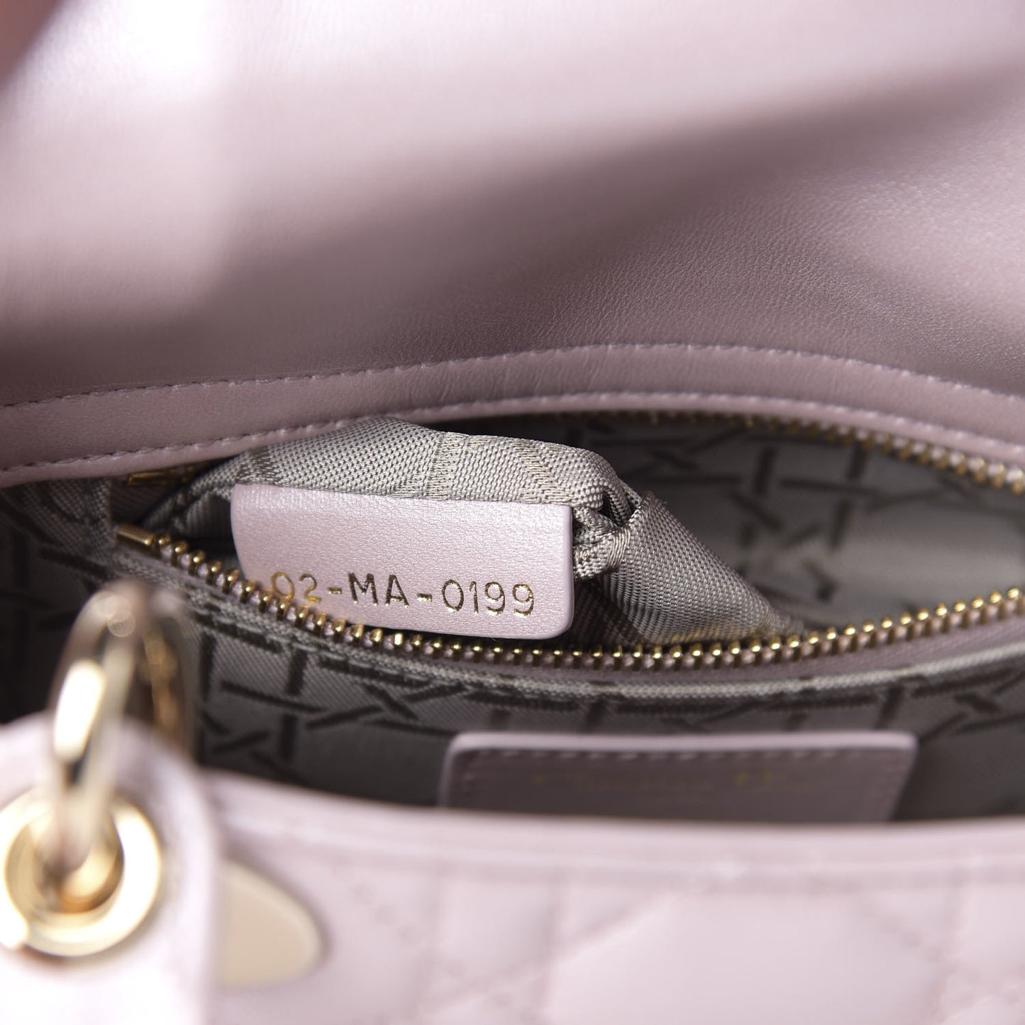 Metallic Lambskin Cannage Mini Lady Dior Lotus