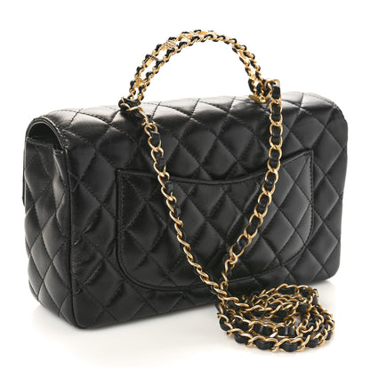Chanel Lambskin Quilted Small Strass On Top Flap Bag Black 2 of 11