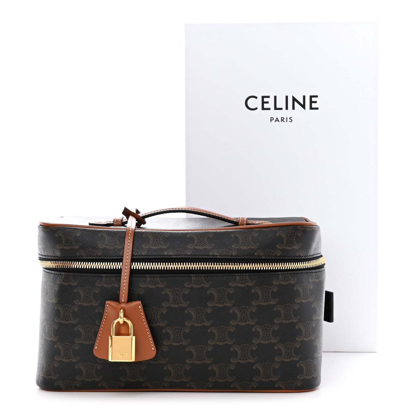 Triomphe Canvas Calfskin Vanity Case Tan