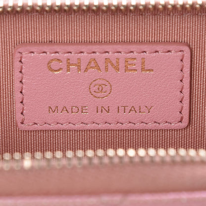 Chanel Iridescent Caviar Quilted Zipped Key Holder Case Rose Pink 6 of 14