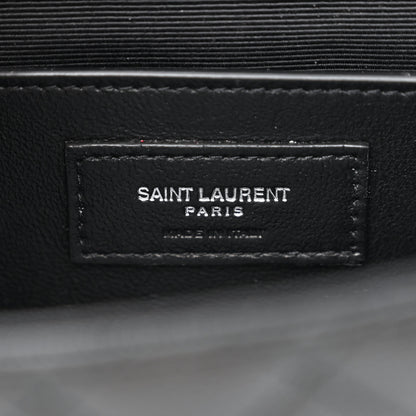 Saint Laurent Grain De Poudre Textured Mixed Matelasse Triquilt Medium Monogram Satchel Black 6 of 11