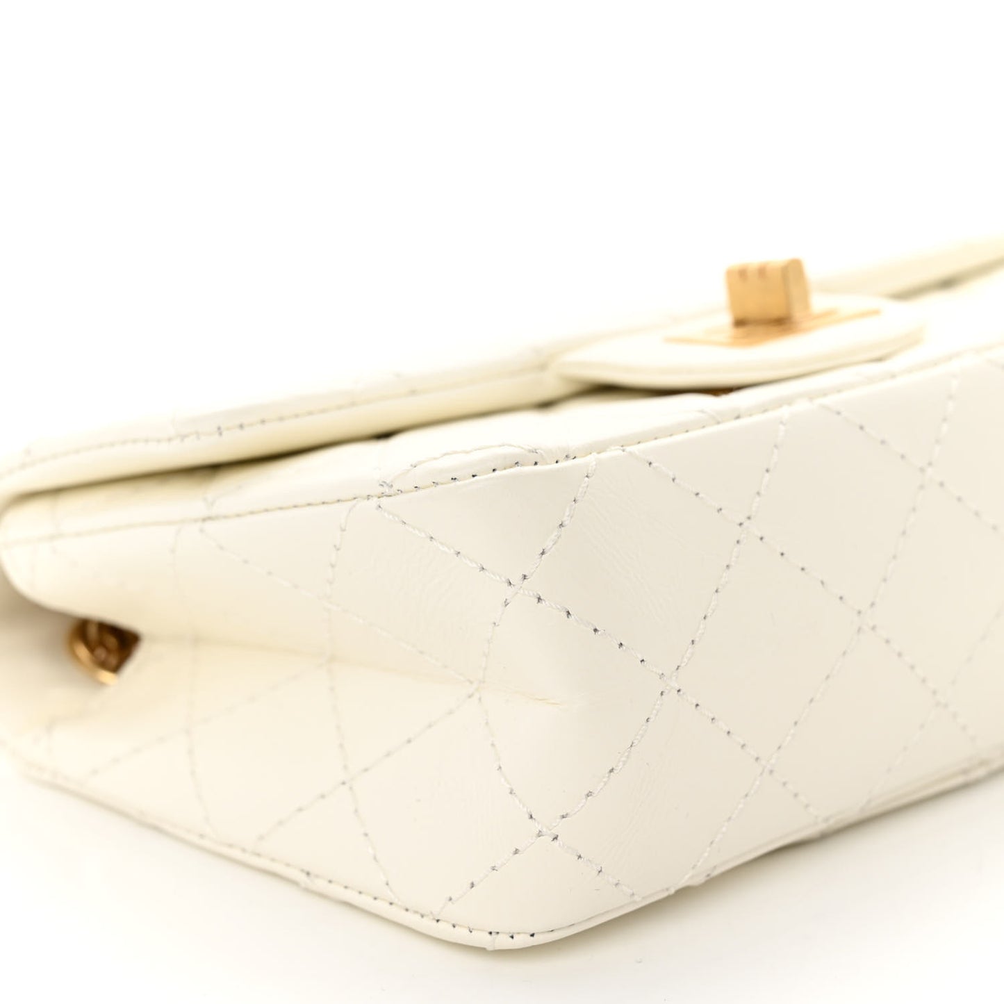 Aged Calfskin Quilted 2.55 Reissue Mini Flap White