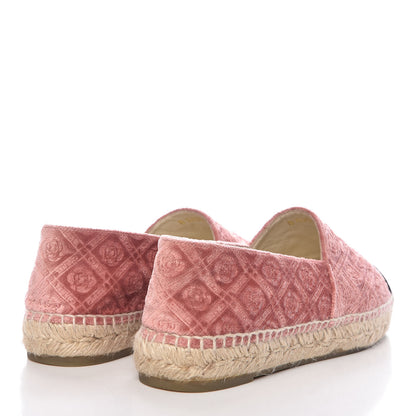 Chanel Velvet Grosgrain Quilted Camellia CC Espadrilles 39 Pink Black 4 of 12