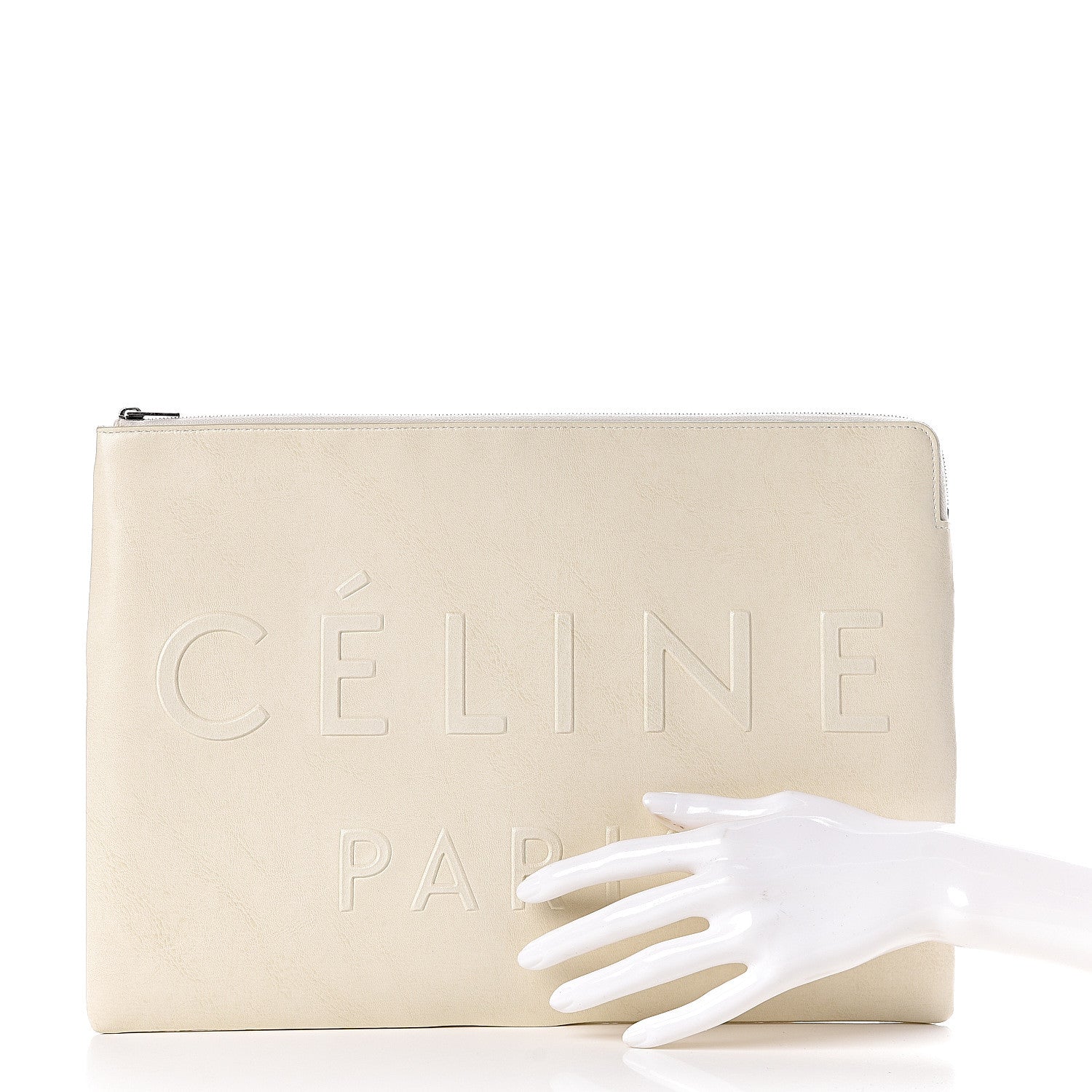 Celine Calfskin Large Made In Clutch Pouch White 2 of 7
