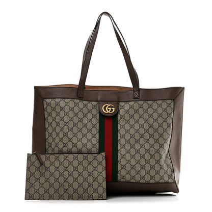 Gucci GG Supreme Monogram Web Ophidia Tote Brown 3 of 12