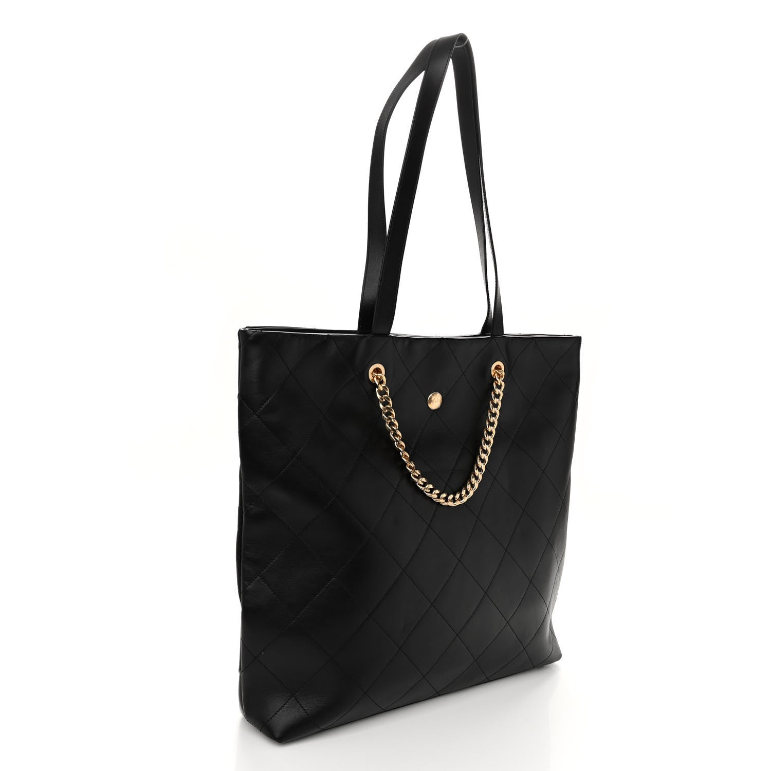 Chanel Calfskin Stitched CC Shopper Tote Black 3 of 12