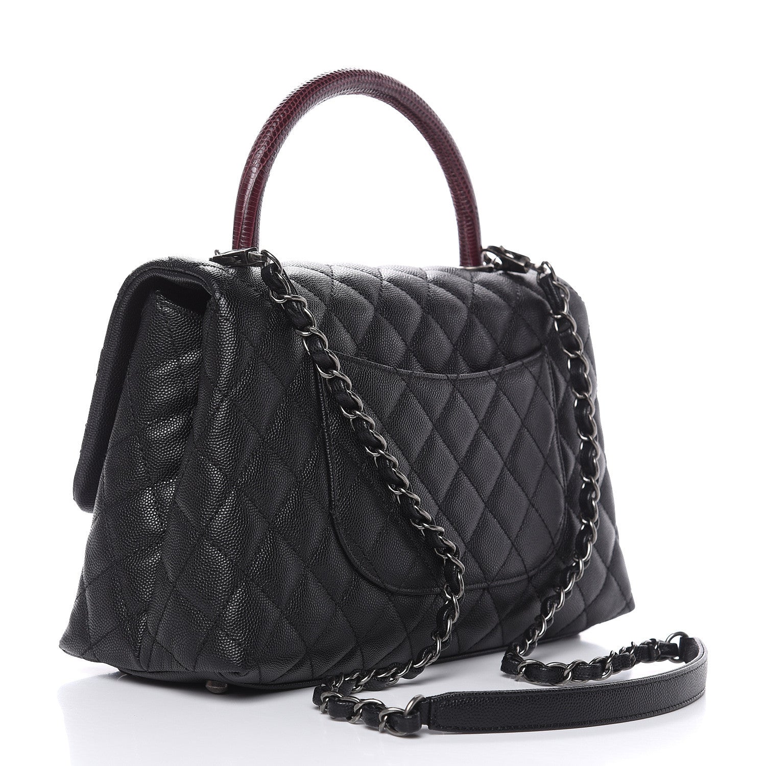 Chanel Caviar Lizard Quilted Small Coco Handle Flap Black 3 of 10