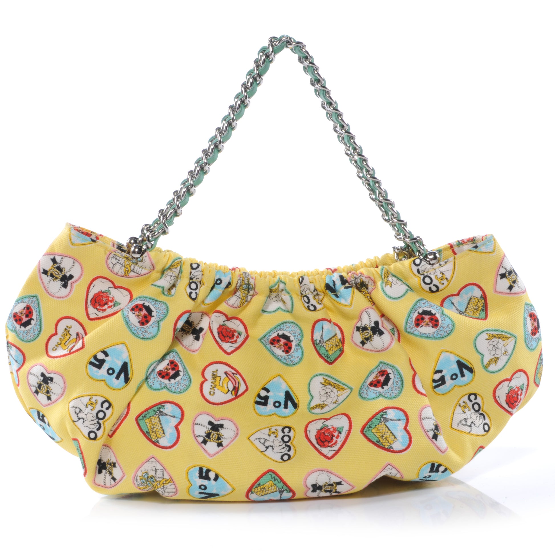 Chanel Canvas Coco Hearts Shoulder Bag Yellow 1 of 29