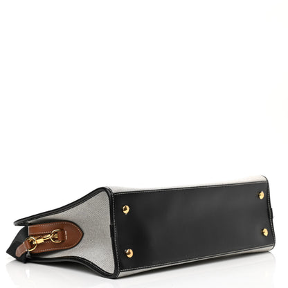 Burberry Canvas Smooth Calfskin Two Tone Medium Pocket Bag Black 4 of 8